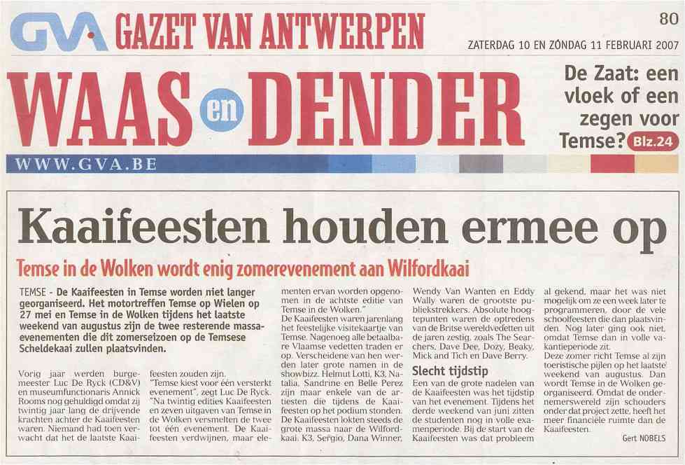 Gazet van Antwerpen - 10 & 11/02/2007